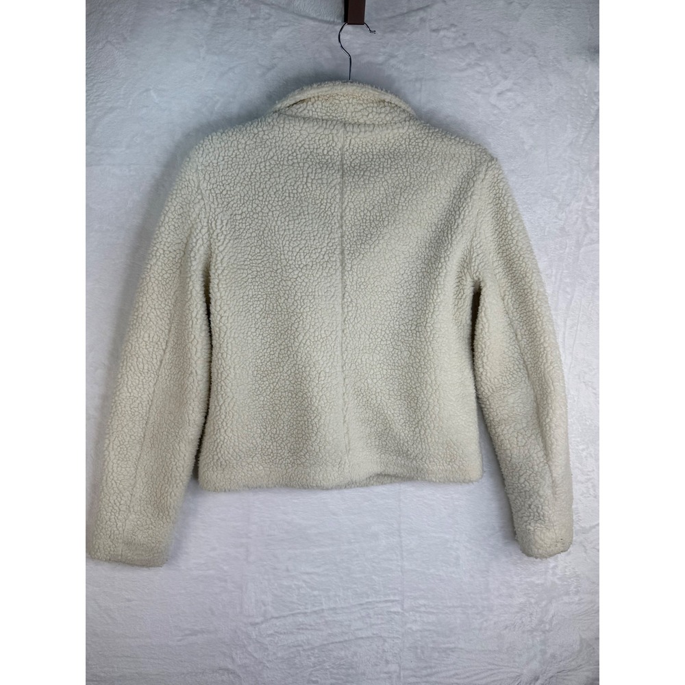 LOFT Outlet Cream Sherpa Moto Jacket Asymmetrical Zip Faux Shearling XS 485441 - Picture 5 of 11